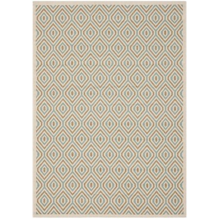 Safavieh Veranda Power Loomed Small Rectangle Rug- Cream - Aqua- 4 x 5 ft. 7 in. VER003-0213-4